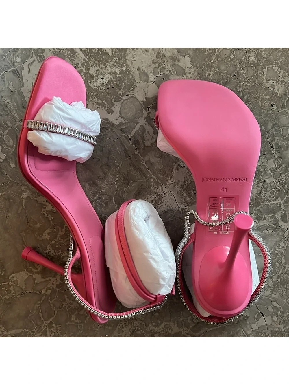 Jonathan Simkhai Luxon Crystal Harness Sandals in Pink, Size EU41 Retail $675